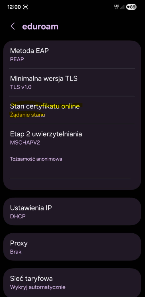 Logowanie Android krok 2