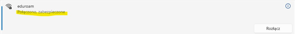 zestawione połączenie eduroam